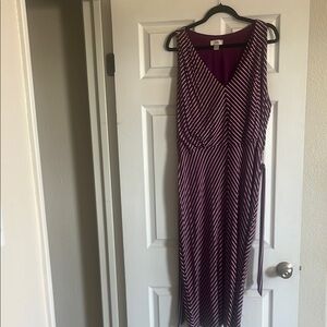 LOFT Red Sheath Midi Dress Sleeveless V-Neck